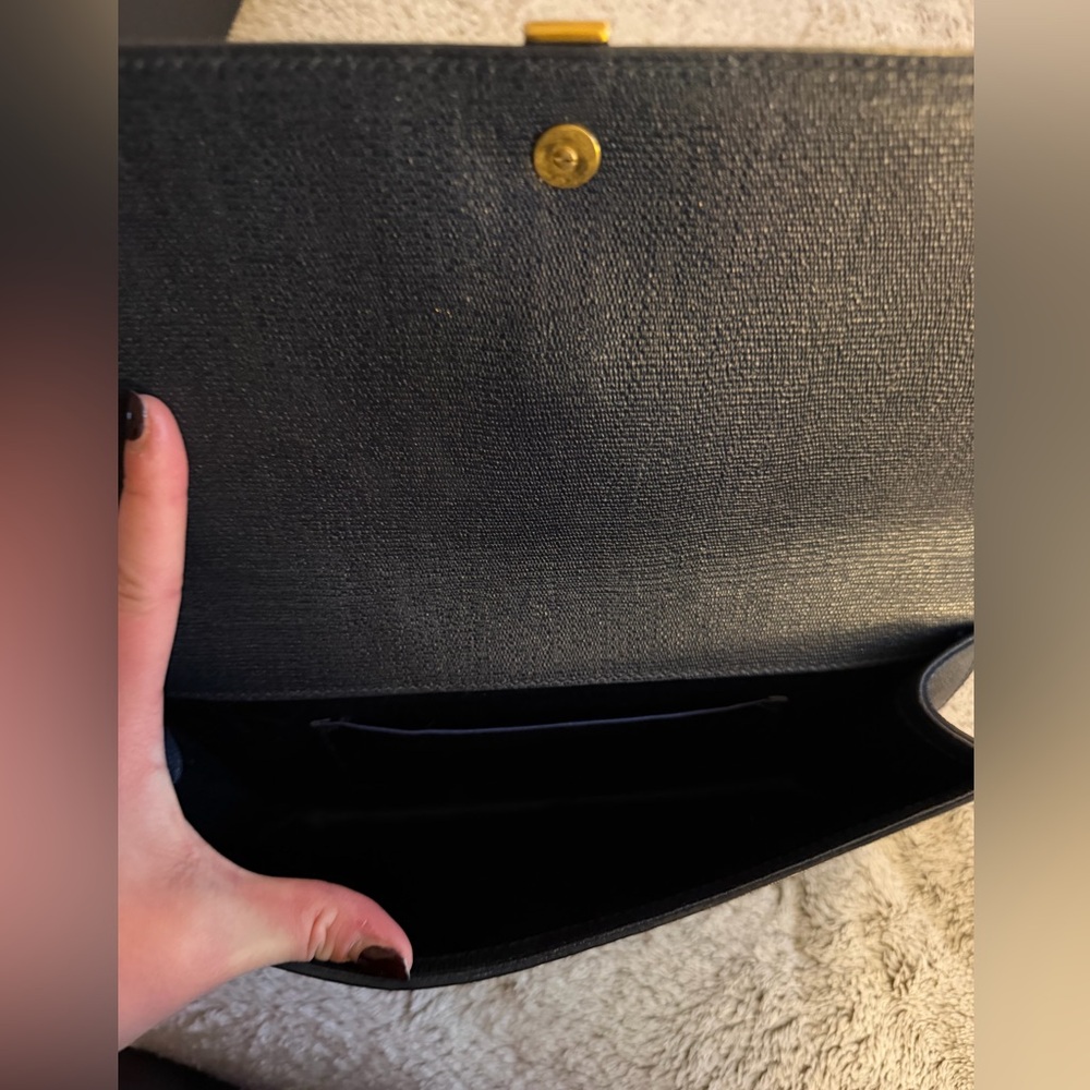 Saint Laurent Dark Blue Clutch w/Gold Hardware - Picture 6 of 7